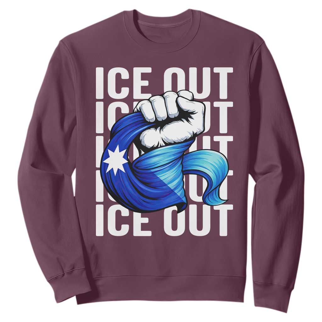 Minnesota Ice Out Sweatshirt Anti Ice Movement Protest TS12 Maroon Print Your Wear