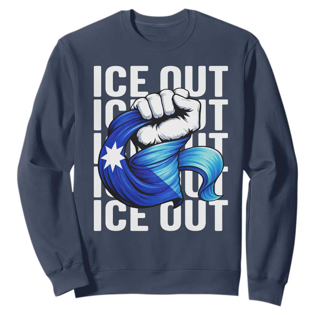 Minnesota Ice Out Sweatshirt Anti Ice Movement Protest TS12 Navy Print Your Wear