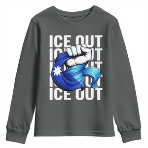 Minnesota Ice Out Youth Sweatshirt Anti Ice Movement Protest TS12 Dark Heather Print Your Wear