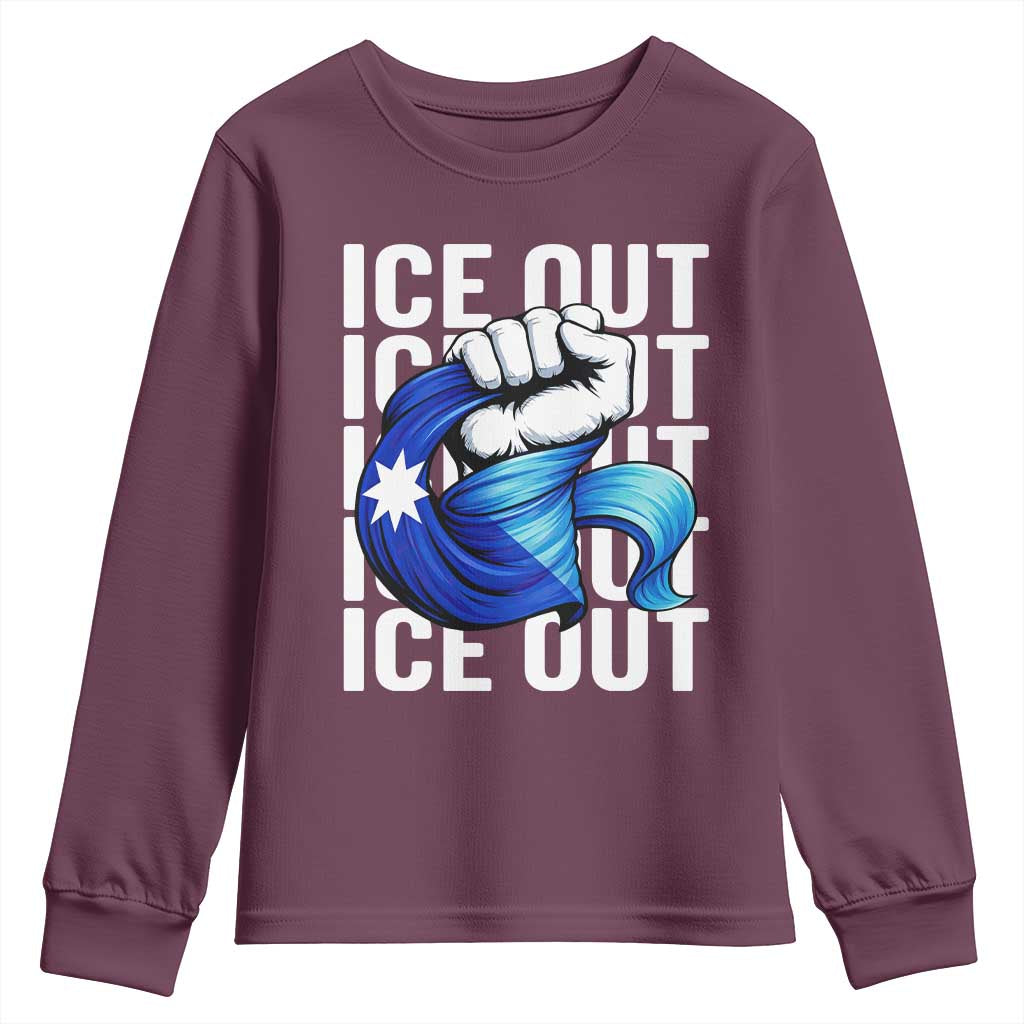 Minnesota Ice Out Youth Sweatshirt Anti Ice Movement Protest TS12 Maroon Print Your Wear