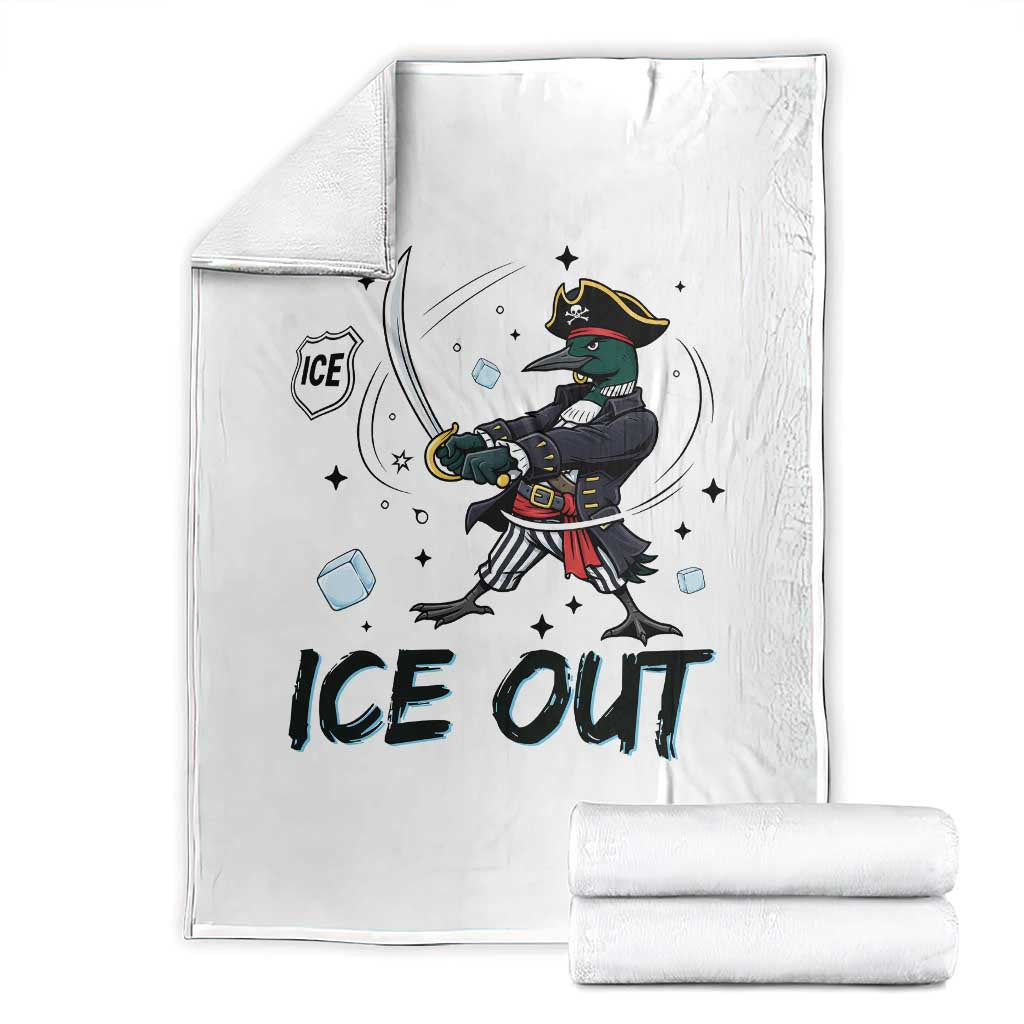 Funny Pirate Common Loon Minnesota Defends Abolish Ice Throw Blanket TS12 White Print Your Wear