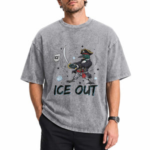 Funny Pirate Common Loon Minnesota Defends Abolish Ice Washed Cotton T-Shirt