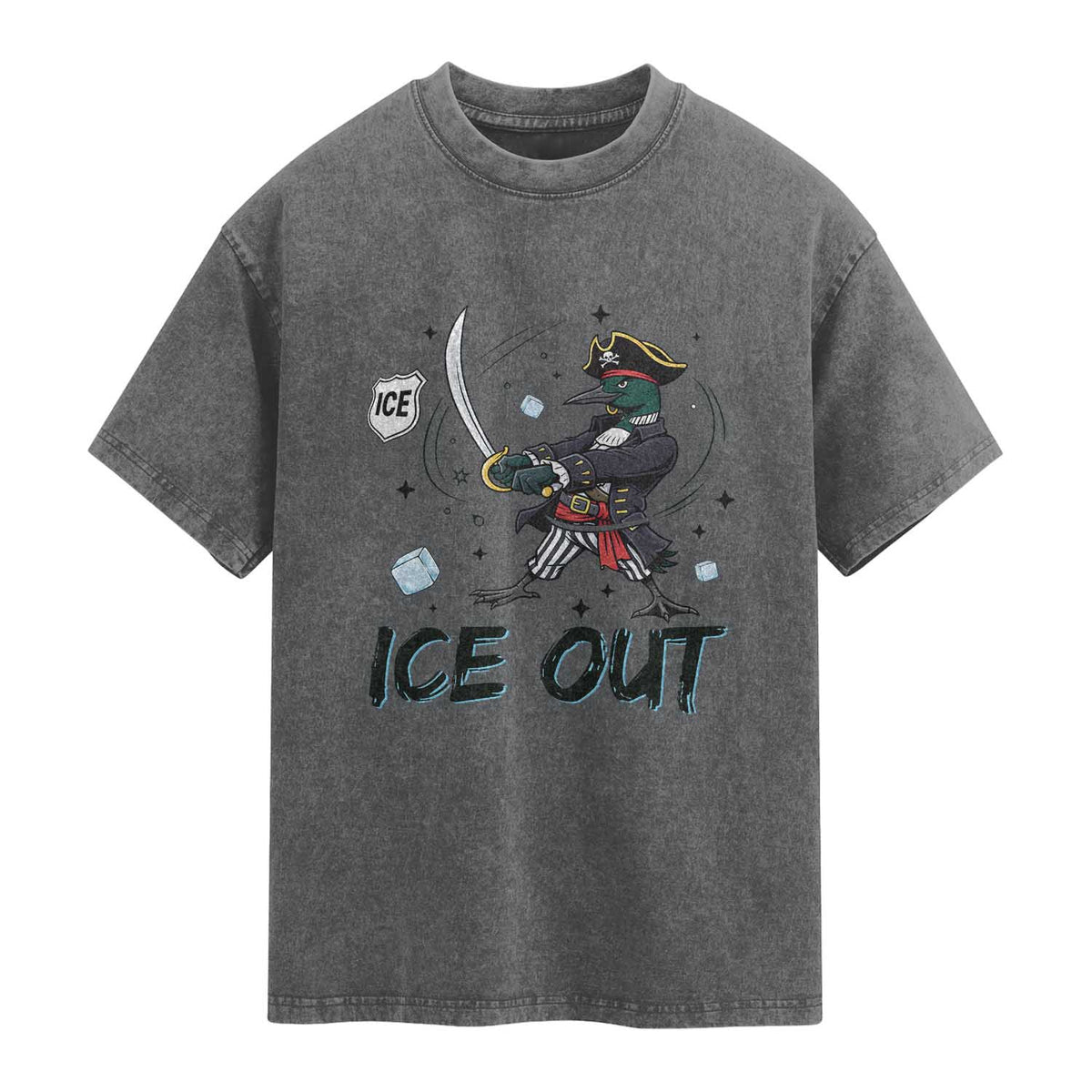 Funny Pirate Common Loon Minnesota Defends Abolish Ice Washed Cotton T-Shirt