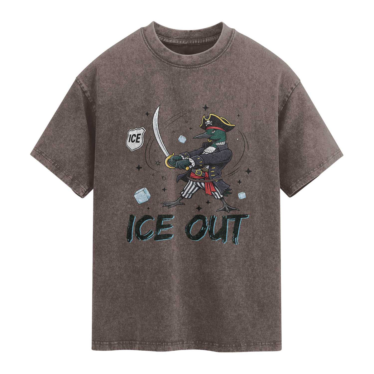 Funny Pirate Common Loon Minnesota Defends Abolish Ice Washed Cotton T-Shirt