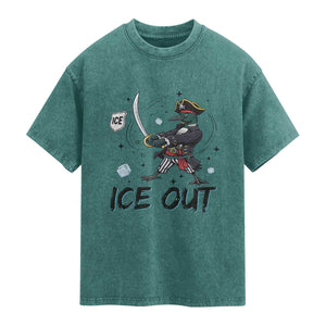 Funny Pirate Common Loon Minnesota Defends Abolish Ice Washed Cotton T-Shirt