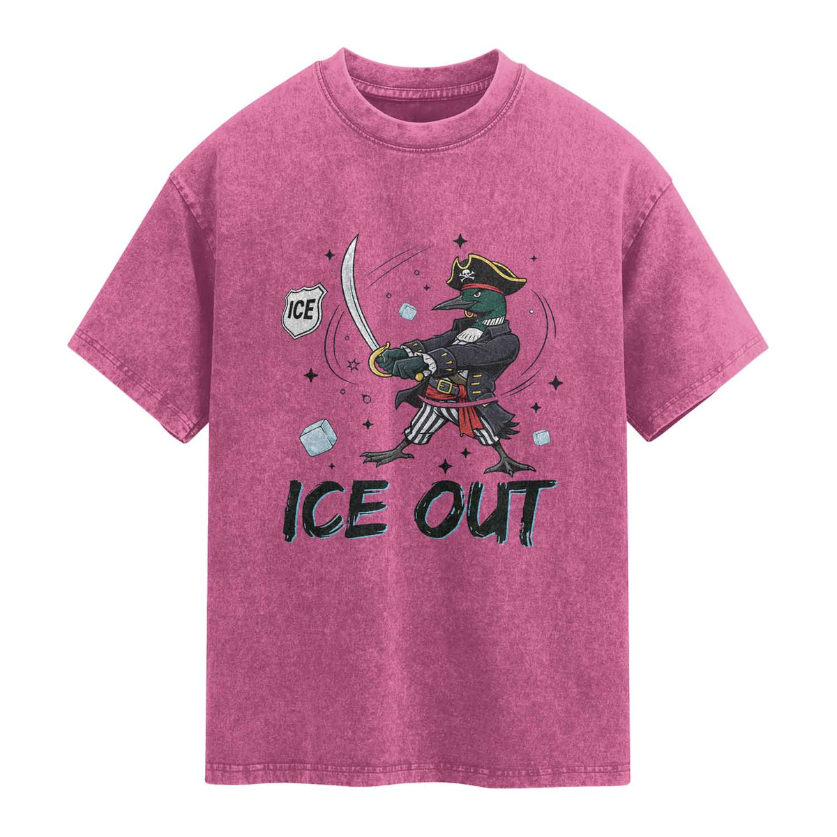 Funny Pirate Common Loon Minnesota Defends Abolish Ice Washed Cotton T-Shirt