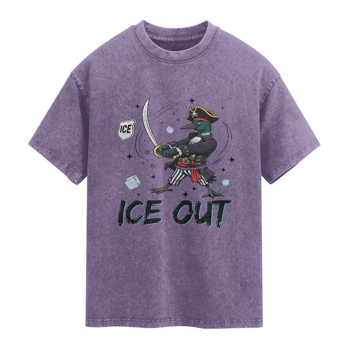Funny Pirate Common Loon Minnesota Defends Abolish Ice Washed Cotton T-Shirt