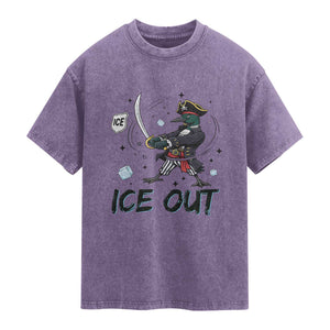Funny Pirate Common Loon Minnesota Defends Abolish Ice Washed Cotton T-Shirt