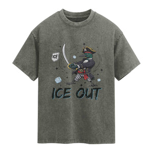 Funny Pirate Common Loon Minnesota Defends Abolish Ice Washed Cotton T-Shirt