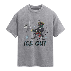 Funny Pirate Common Loon Minnesota Defends Abolish Ice Washed Cotton T-Shirt