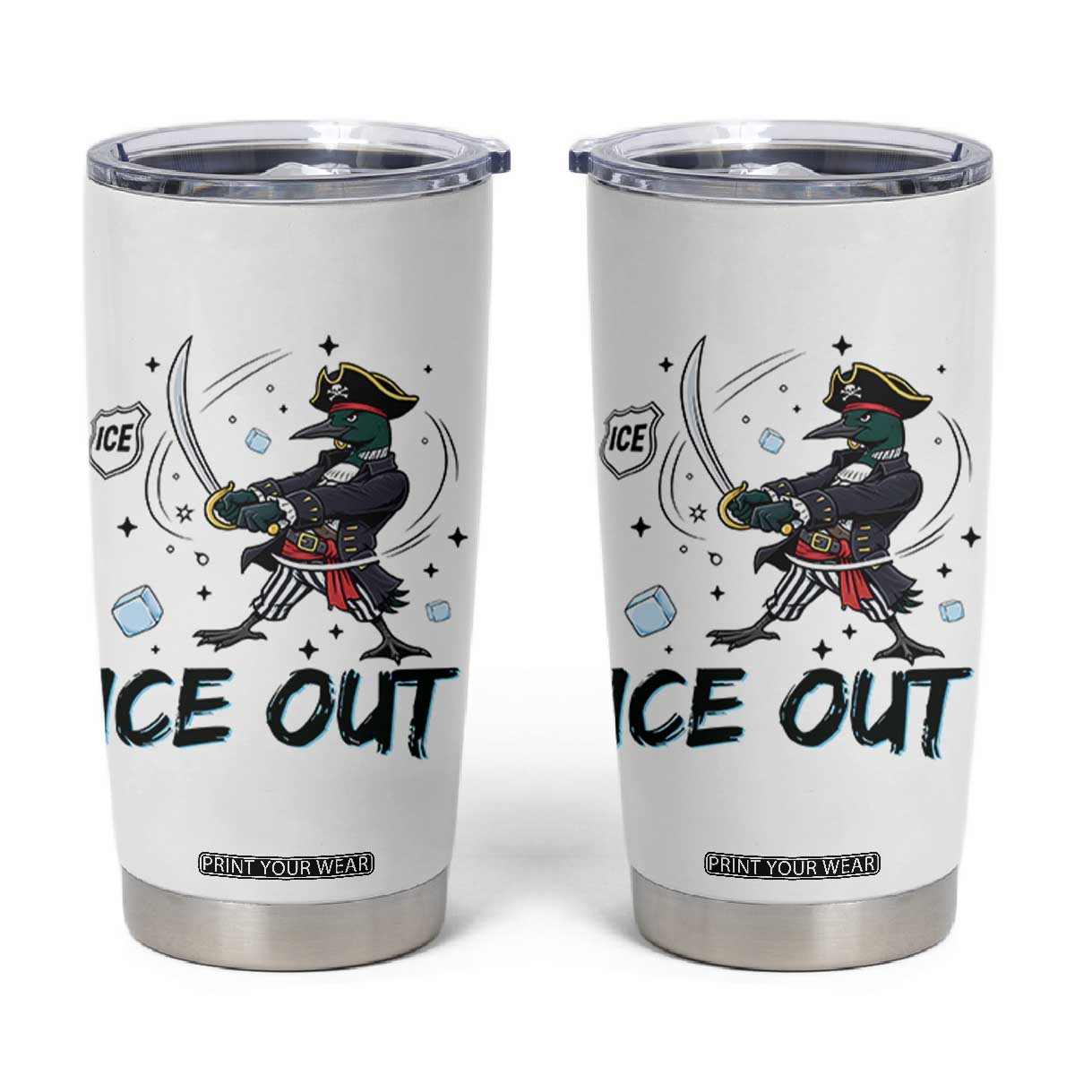 Funny Pirate Common Loon Minnesota Defends Abolish Ice Tumbler Cup TS12 White Print Your Wear