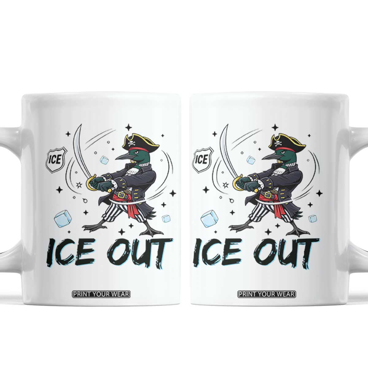 Funny Pirate Common Loon Minnesota Defends Abolish Ice Coffee Mug TS12 White Print Your Wear