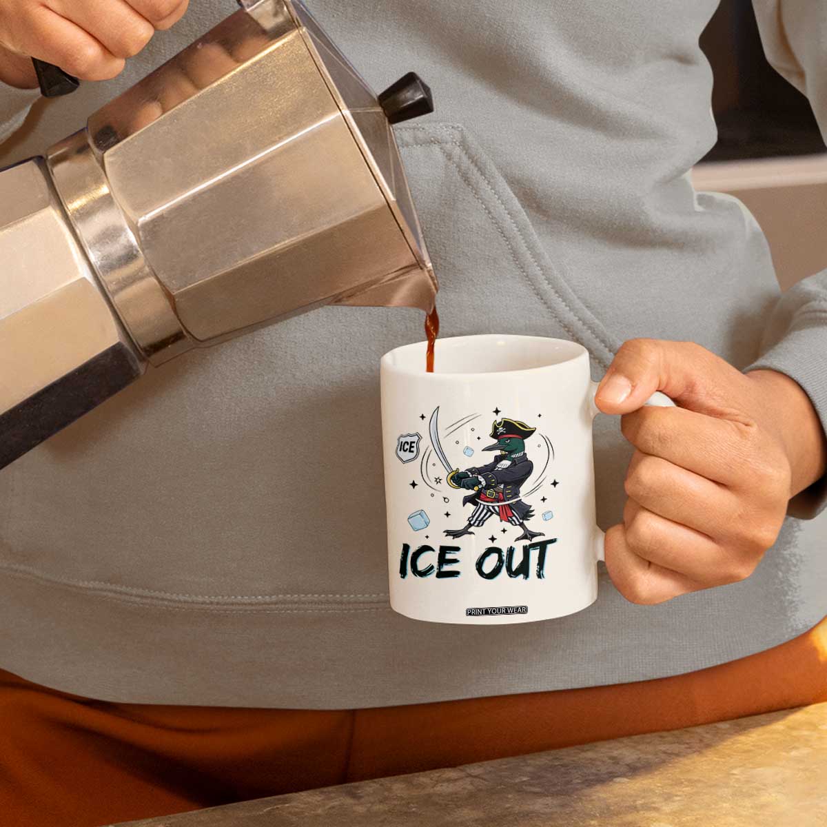 Funny Pirate Common Loon Minnesota Defends Abolish Ice Coffee Mug TS12 Print Your Wear