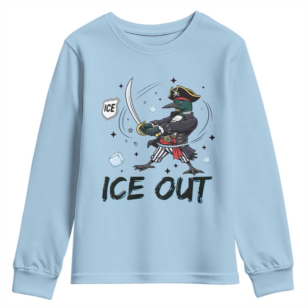Funny Pirate Common Loon Minnesota Defends Abolish Ice Youth Sweatshirt TS12 Light Blue Print Your Wear
