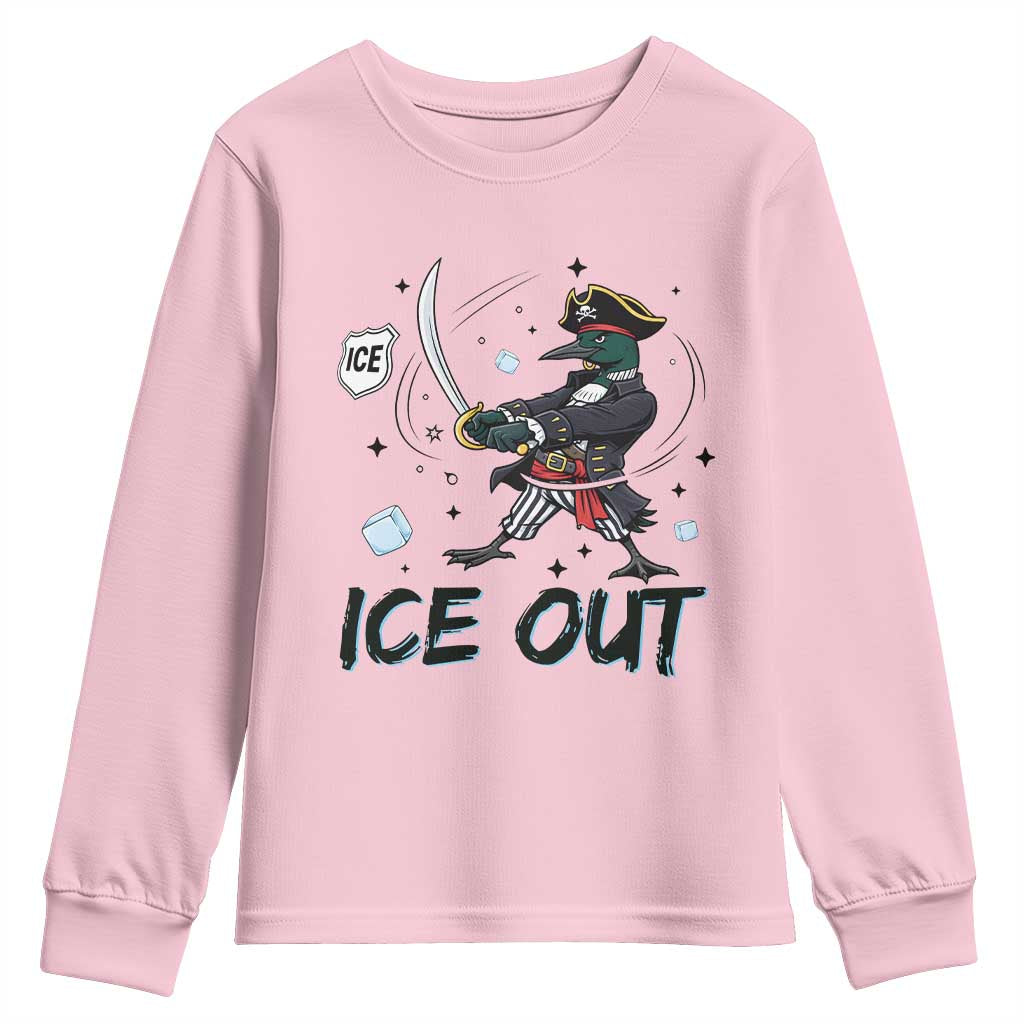 Funny Pirate Common Loon Minnesota Defends Abolish Ice Youth Sweatshirt TS12 Light Pink Print Your Wear