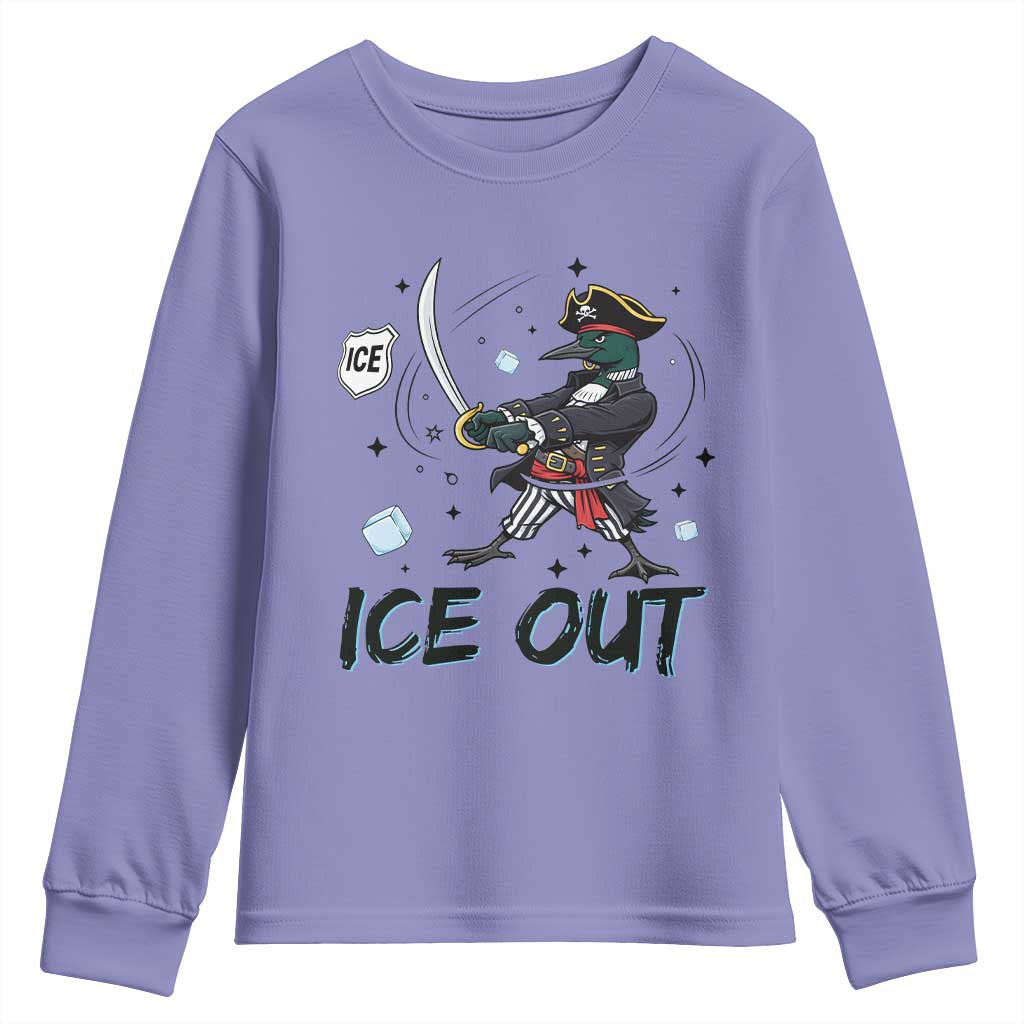 Funny Pirate Common Loon Minnesota Defends Abolish Ice Youth Sweatshirt TS12 Violet Print Your Wear