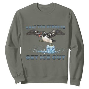 Minnesota Loon Salt The Streets Get Ice Out Sweatshirt TS12 Military Green Print Your Wear
