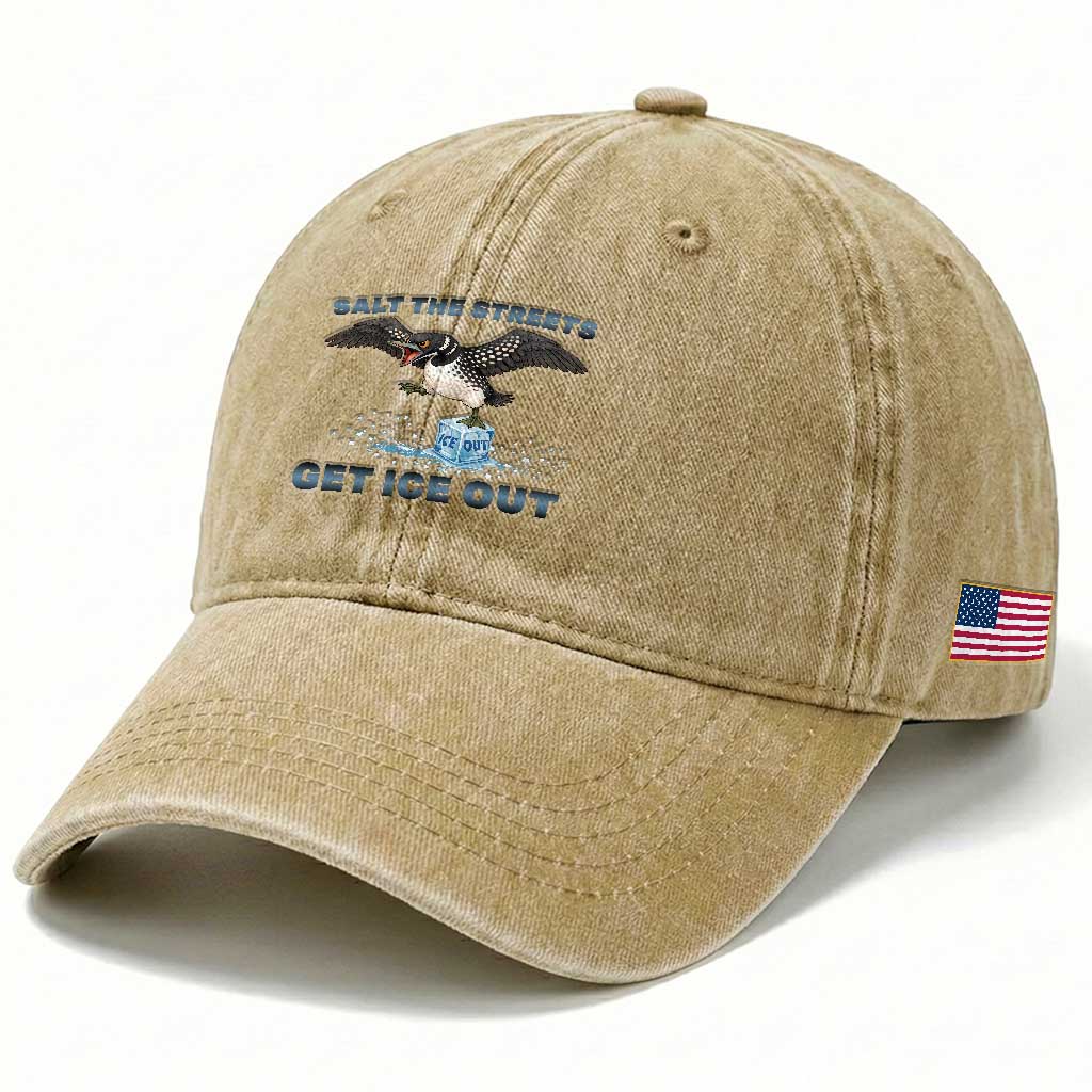 Minnesota Loon Salt The Streets Get Ice Out Washed Cotton Baseball Cap TS12 Print Your Wear