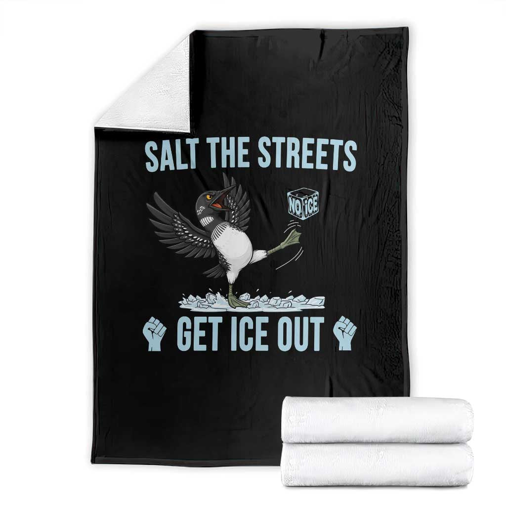 Salt The Streets Get Ice Out Throw Blanket Resist Minneapolis Political TS12 Black Print Your Wear