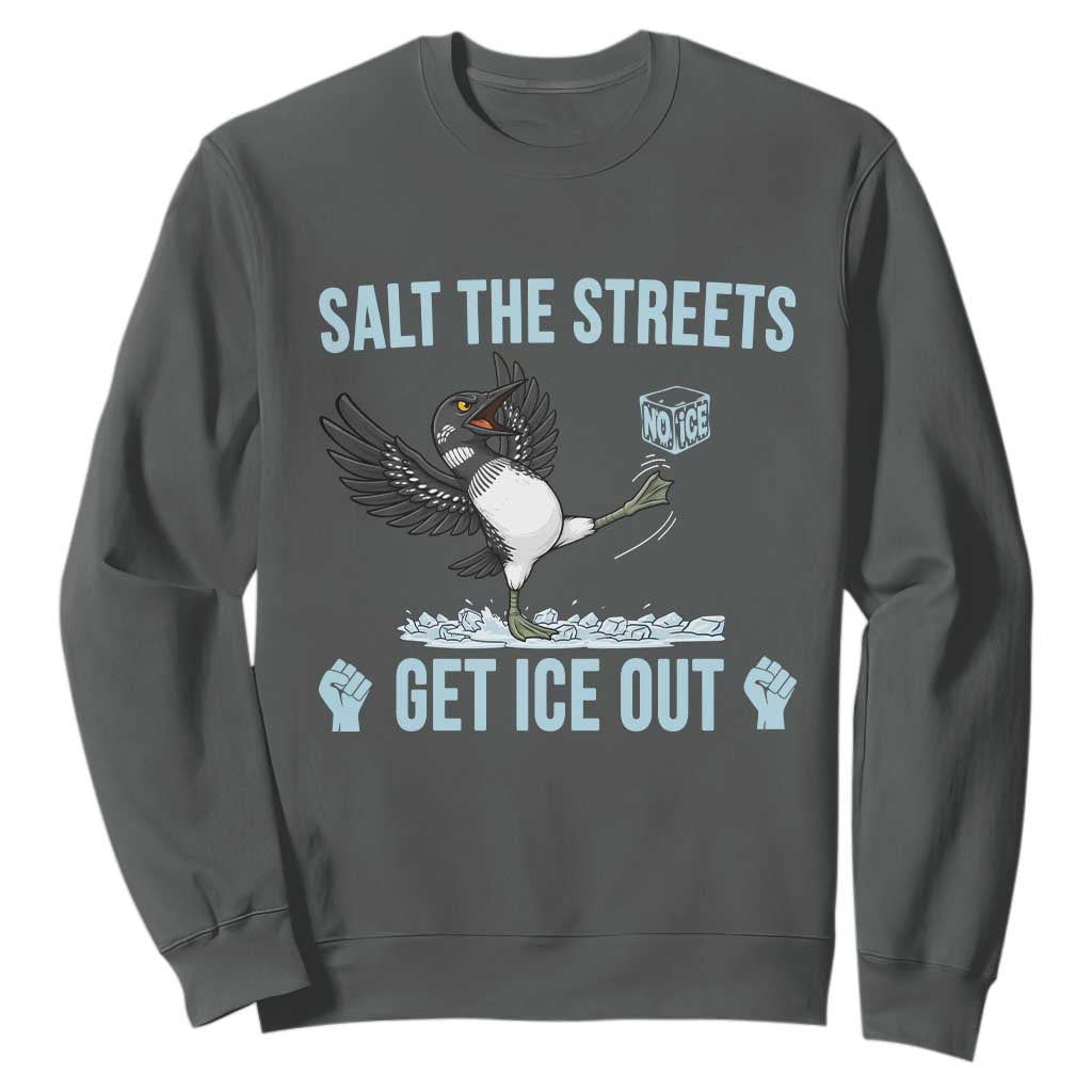 Salt The Streets Get Ice Out Sweatshirt Resist Minneapolis Political TS12 Dark Heather Print Your Wear