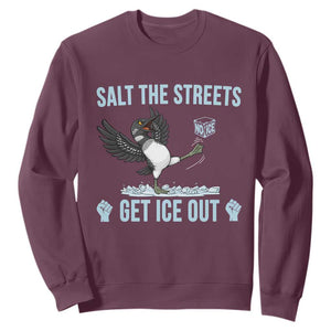 Salt The Streets Get Ice Out Sweatshirt Resist Minneapolis Political TS12 Maroon Print Your Wear