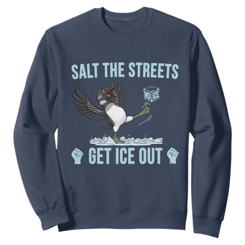 Salt The Streets Get Ice Out Sweatshirt Resist Minneapolis Political TS12 Navy Print Your Wear