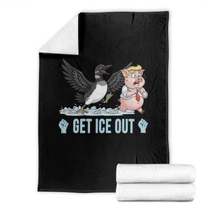 Get Ice Out Throw Blanket Funny Minnesota Loon Chasing Trump Pig TS12 Black Print Your Wear