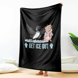 Get Ice Out Throw Blanket Funny Minnesota Loon Chasing Trump Pig TS12 Print Your Wear