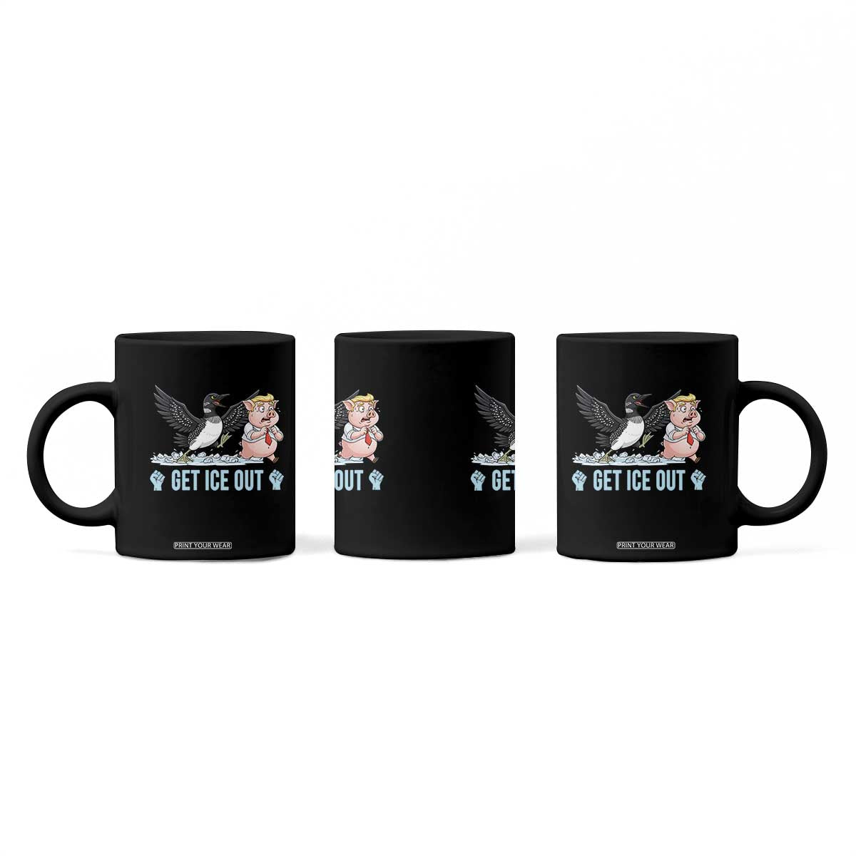 Get Ice Out Coffee Mug Funny Minnesota Loon Chasing Trump Pig TS12 Print Your Wear