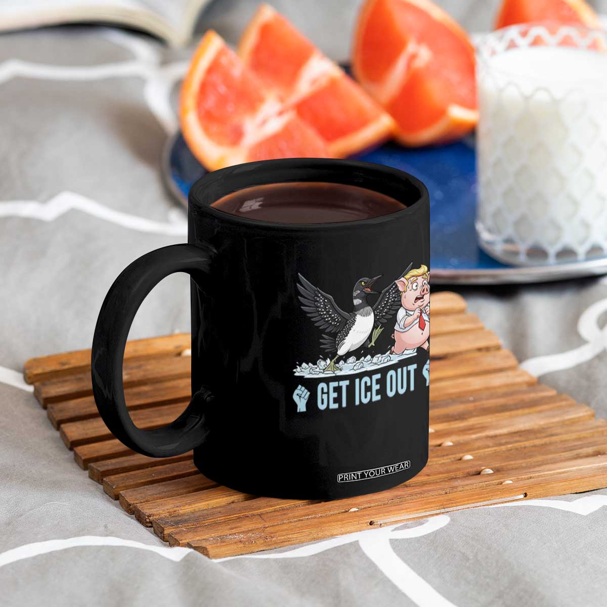 Get Ice Out Coffee Mug Funny Minnesota Loon Chasing Trump Pig TS12 Print Your Wear