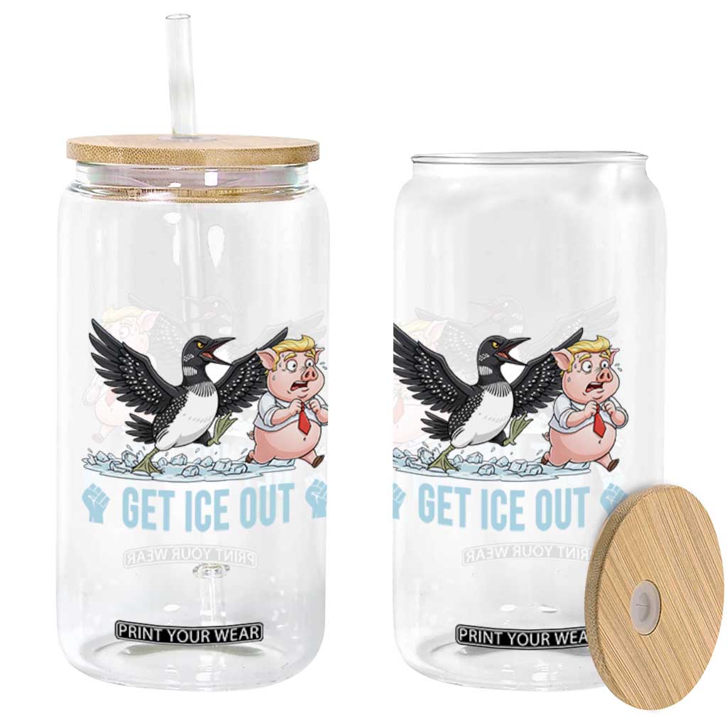 Get Ice Out Glass Can Funny Minnesota Loon Chasing Trump Pig TS12 Print Your Wear