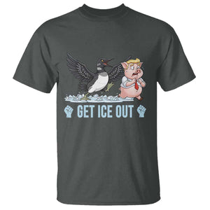 Get Ice Out T Shirt Funny Minnesota Loon Chasing Trump Pig TS12 Dark Heather Print Your Wear