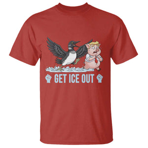 Get Ice Out T Shirt Funny Minnesota Loon Chasing Trump Pig TS12 Red Print Your Wear