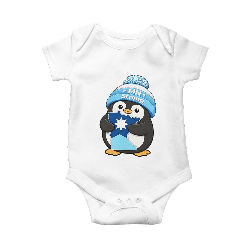MN Strong Cute Penguin Baby Onesie Minnesota State Pride Gift TS12 White Print Your Wear
