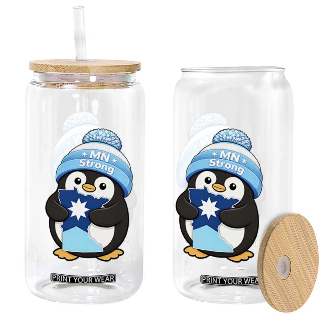 MN Strong Cute Penguin Glass Can Minnesota State Pride Gift TS12 Print Your Wear