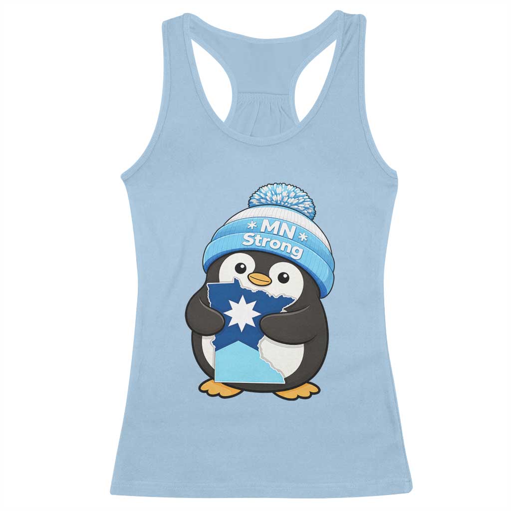 MN Strong Cute Penguin Racerback Tank Top Minnesota State Pride Gift TS12 Light Blue Print Your Wear