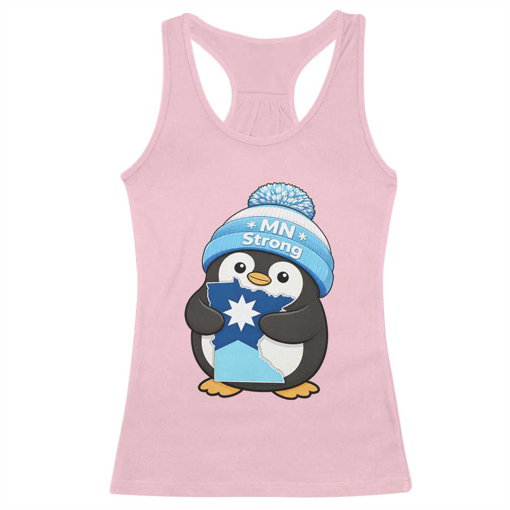 MN Strong Cute Penguin Racerback Tank Top Minnesota State Pride Gift TS12 Light Pink Print Your Wear