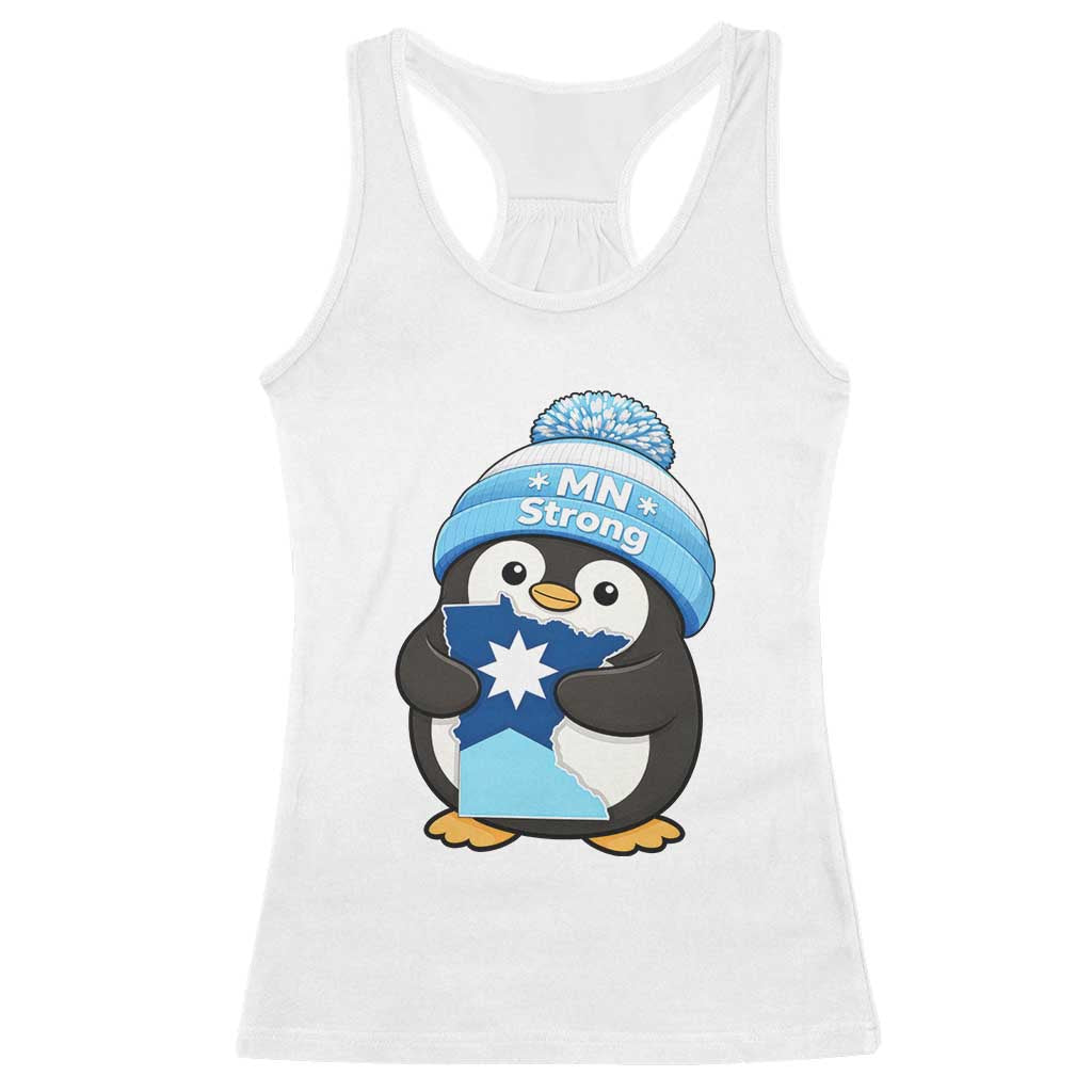 MN Strong Cute Penguin Racerback Tank Top Minnesota State Pride Gift TS12 White Print Your Wear