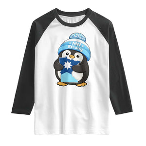 MN Strong Cute Penguin Raglan Shirt Minnesota State Pride Gift TS12 White Black Print Your Wear