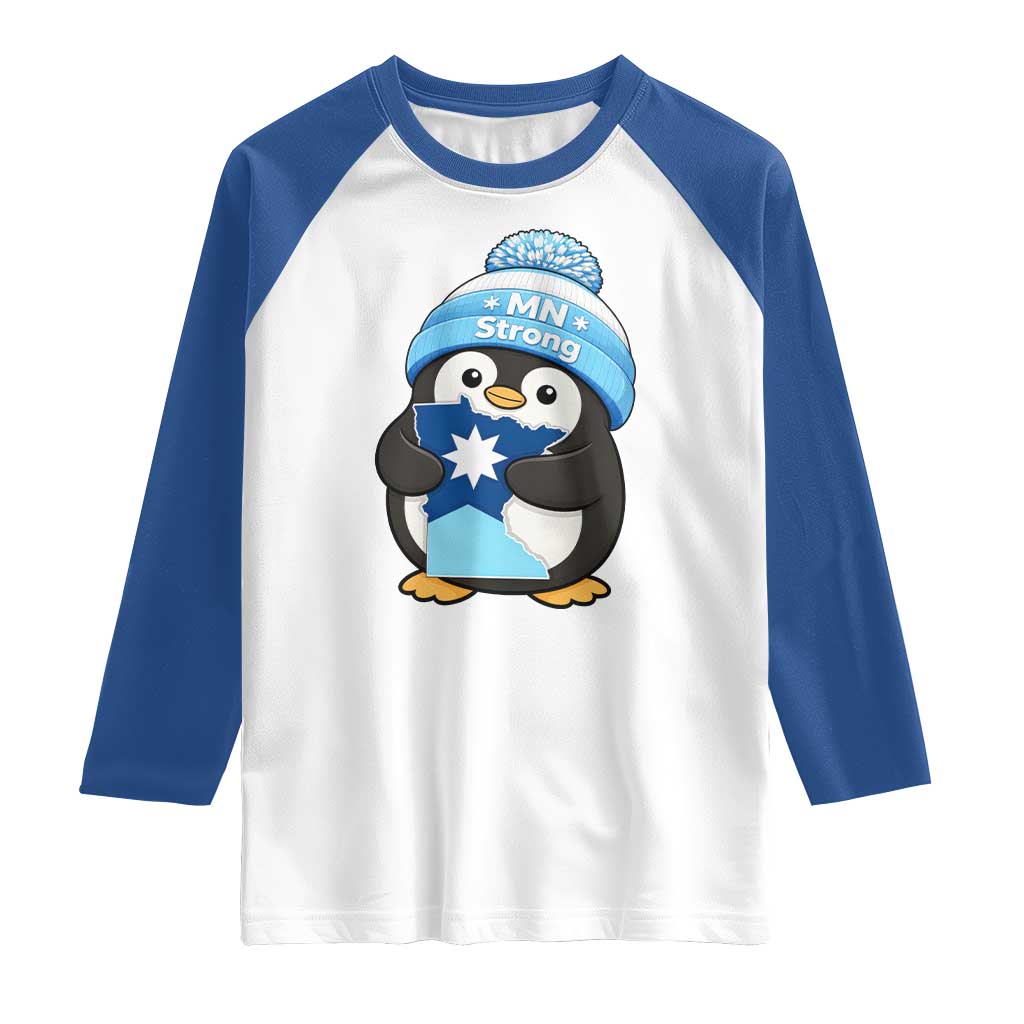MN Strong Cute Penguin Raglan Shirt Minnesota State Pride Gift TS12 White Royal Print Your Wear