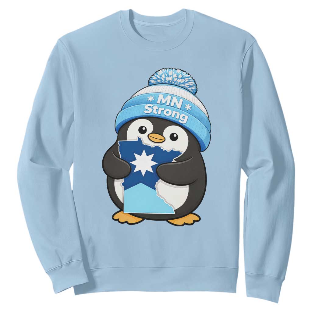 MN Strong Cute Penguin Sweatshirt Minnesota State Pride Gift TS12 Light Blue Print Your Wear