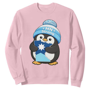 MN Strong Cute Penguin Sweatshirt Minnesota State Pride Gift TS12 Light Pink Print Your Wear