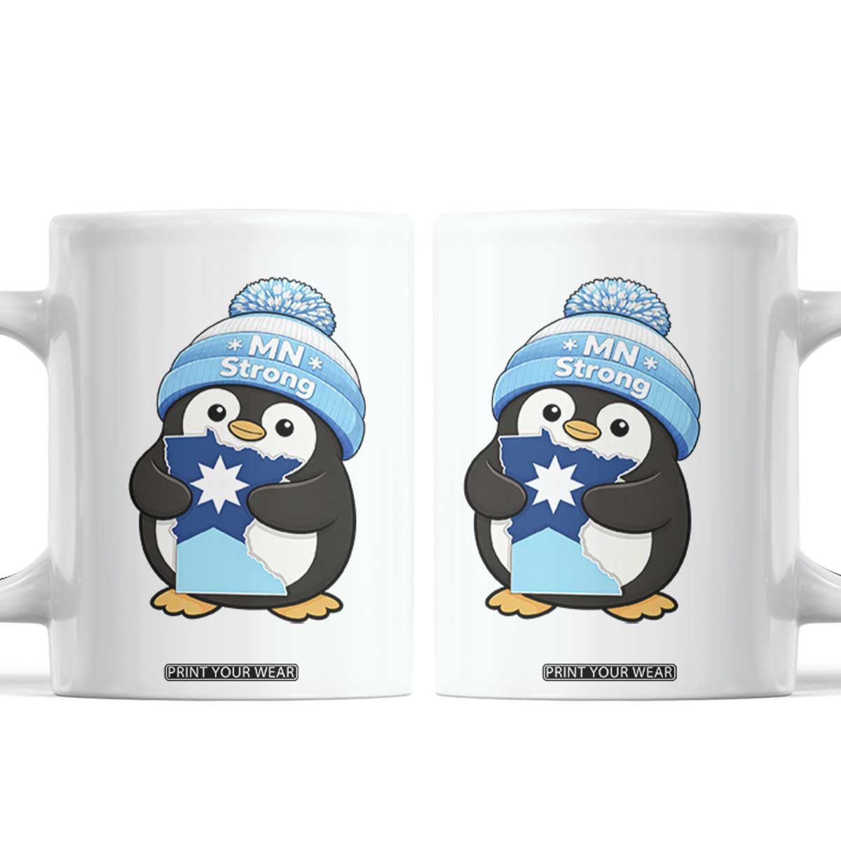 MN Strong Cute Penguin Coffee Mug Minnesota State Pride Gift TS12 White Print Your Wear