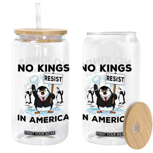 Funny Penguin Protest Glass Can No Kings In America TS12 Print Your Wear