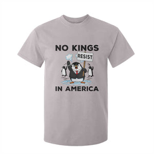 Funny Penguin Protest T Shirt For Kid No Kings In America TS12 Ice Gray Print Your Wear