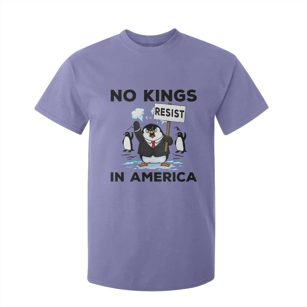Funny Penguin Protest T Shirt For Kid No Kings In America TS12 Violet Print Your Wear