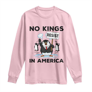 Funny Penguin Protest Long Sleeve Shirt No Kings In America TS12 Light Pink Print Your Wear