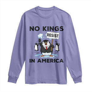 Funny Penguin Protest Long Sleeve Shirt No Kings In America TS12 Violet Print Your Wear