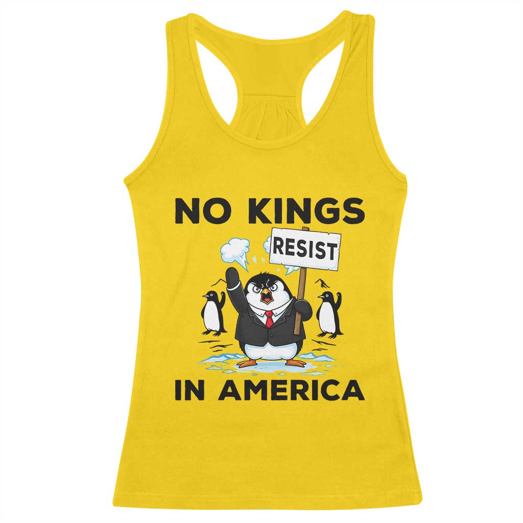 Funny Penguin Protest Racerback Tank Top No Kings In America TS12 Daisy Print Your Wear