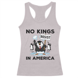 Funny Penguin Protest Racerback Tank Top No Kings In America TS12 Ice Gray Print Your Wear